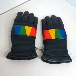 Vintage Kombi Mens Colorblock Rainbow Gloves Lined Size Small